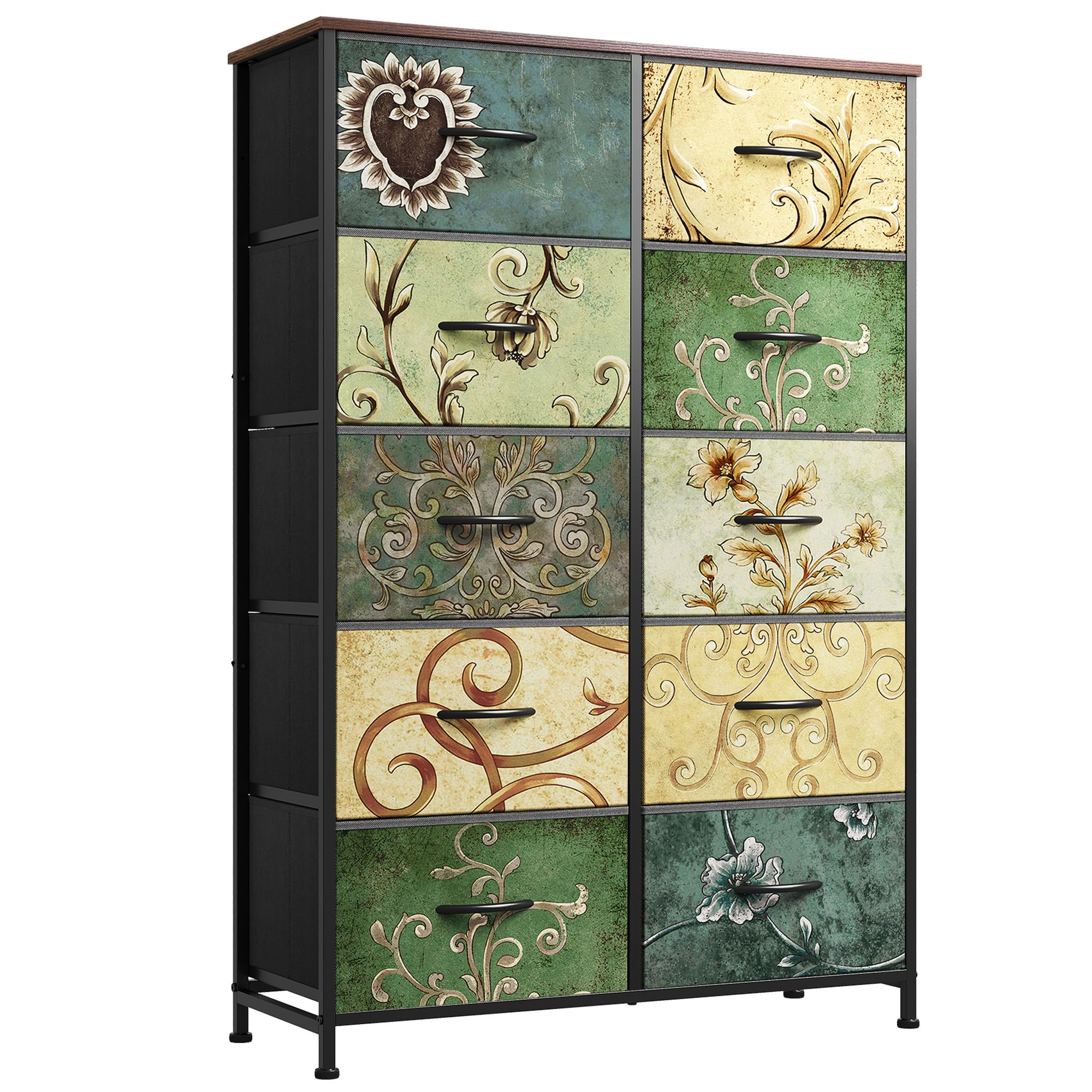 WLIVE Tall Dresser for Bedroom with 10 Drawers, Chest of Drawers, Fabric Dresser for Closet, Hallway, Living Room, Entryway, Flo