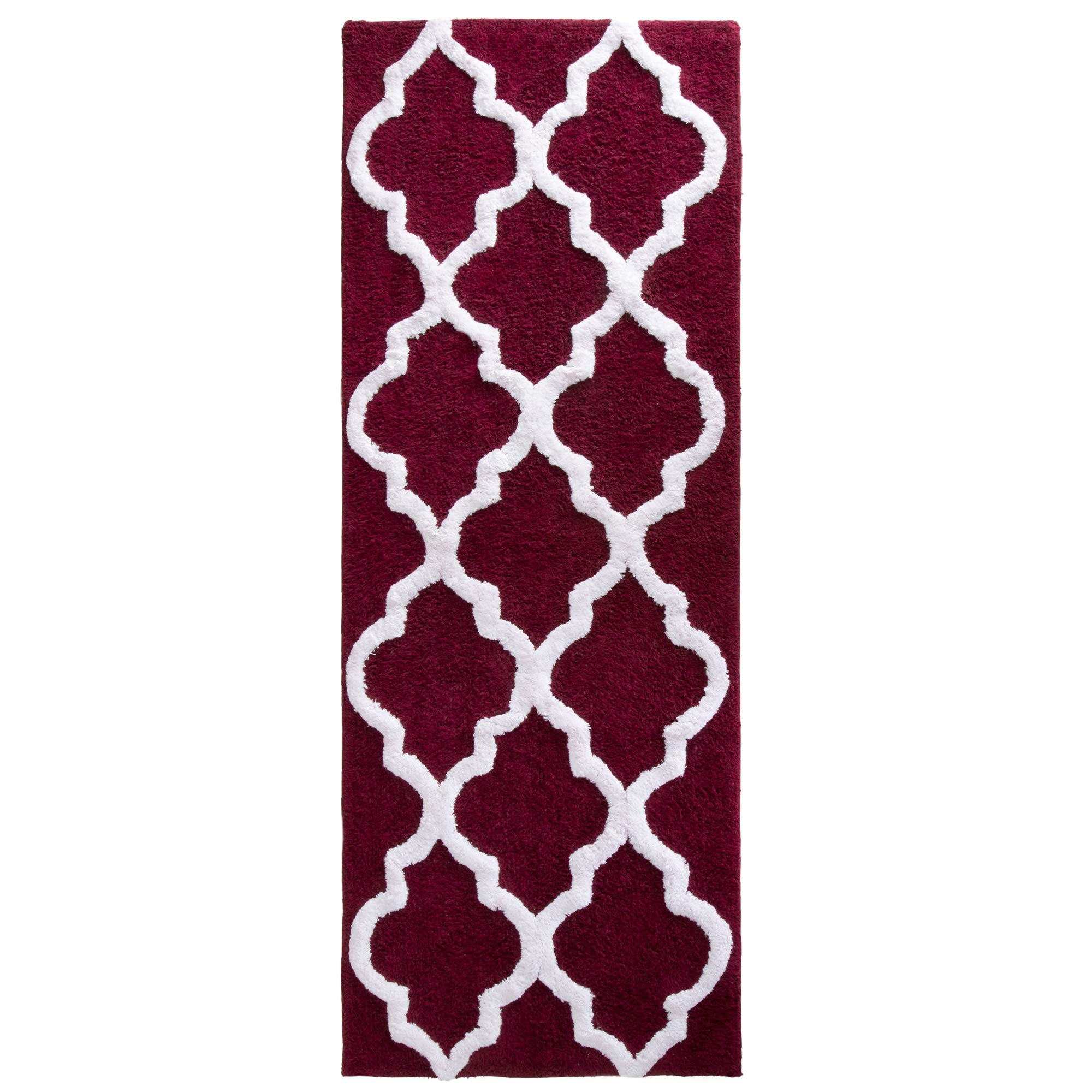 100% Cotton Bathroom Rug - 24X60-Inch Bathmat With Trellis Pattern And Non-Slip Base - Machine Washable Bathroom Rugs By Lavish