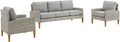 Crosley Furniture Capella 3-Piece Outdoor Sofa Patio Furniture Set, Wicker Conversation Sets For Porch, Acorn With Gray Cushions