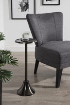 Kate And Laurel Sanzo Modern Pedestal Side Table, 9 X 9 X 23, Pewter, Decorative End Table With Hammered Tabletop