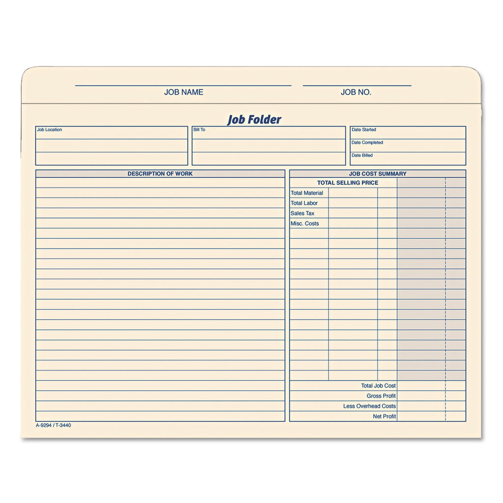 Tops Job Folder File Jackets, 11.75 X 9.5 Inches, Manila, 20-Pack (3440)