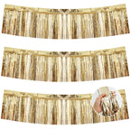 BEISHIDA 3 Packs Metallic Foil Fringe Garland Champagne Wall Hanging Tinsel Fringe Banners for Car Floats Bridal Shower Wedding 
