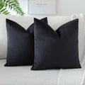 Otostar Velvet Soft Decorative Throw Pillow Covers 24 X 24 Inch Solid Square Cushion Case Home Decor Pillow Covers For Couch Sofa Living Room Bedroom Decorative Pillowcases Set Of 2 (Black)