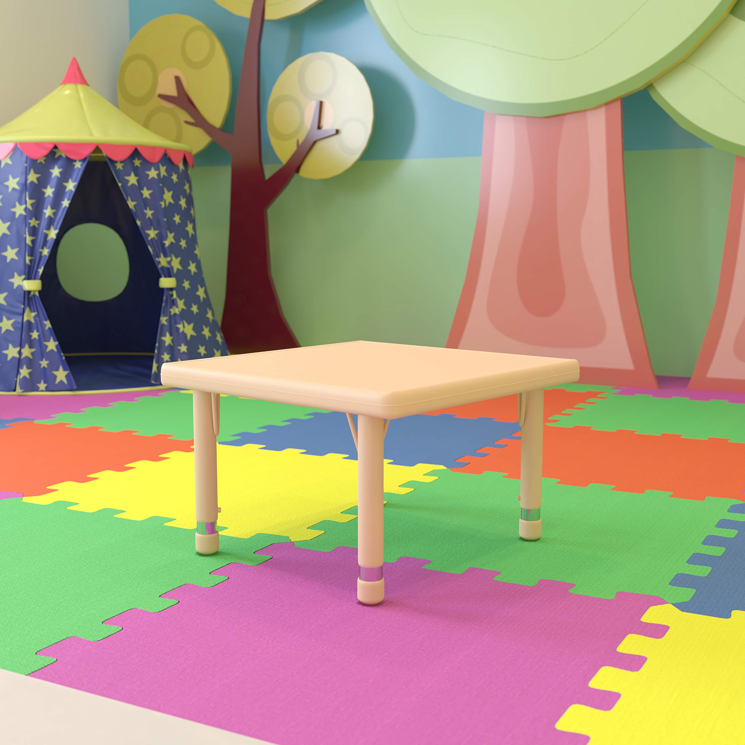 Flash Furniture Wren 24 Square Natural Plastic Height Adjustable Activity Table