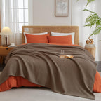 Phf Ultra Soft Waffle Weave Blanket Twin Size 66'X 90'- Washed Lightweight Breathable Cozy Woven Blanket For Bed - Aesthetic Decor For Couch Bedding Sofa Home Car - Cocoa Brown