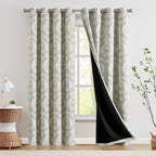 Jinchan 100% Blackout Curtains 90 Inch Length 2 Panels Green Damask Medallion Window Curtains For Bedroom Grommet Thermal Insulated Drapes For Living Room Vintage Luxury Window Treatments Set