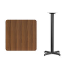 Flash Furniture Stiles 30'' Square Walnut Laminate Table Top with 22'' x 22'' Bar Height Table Base