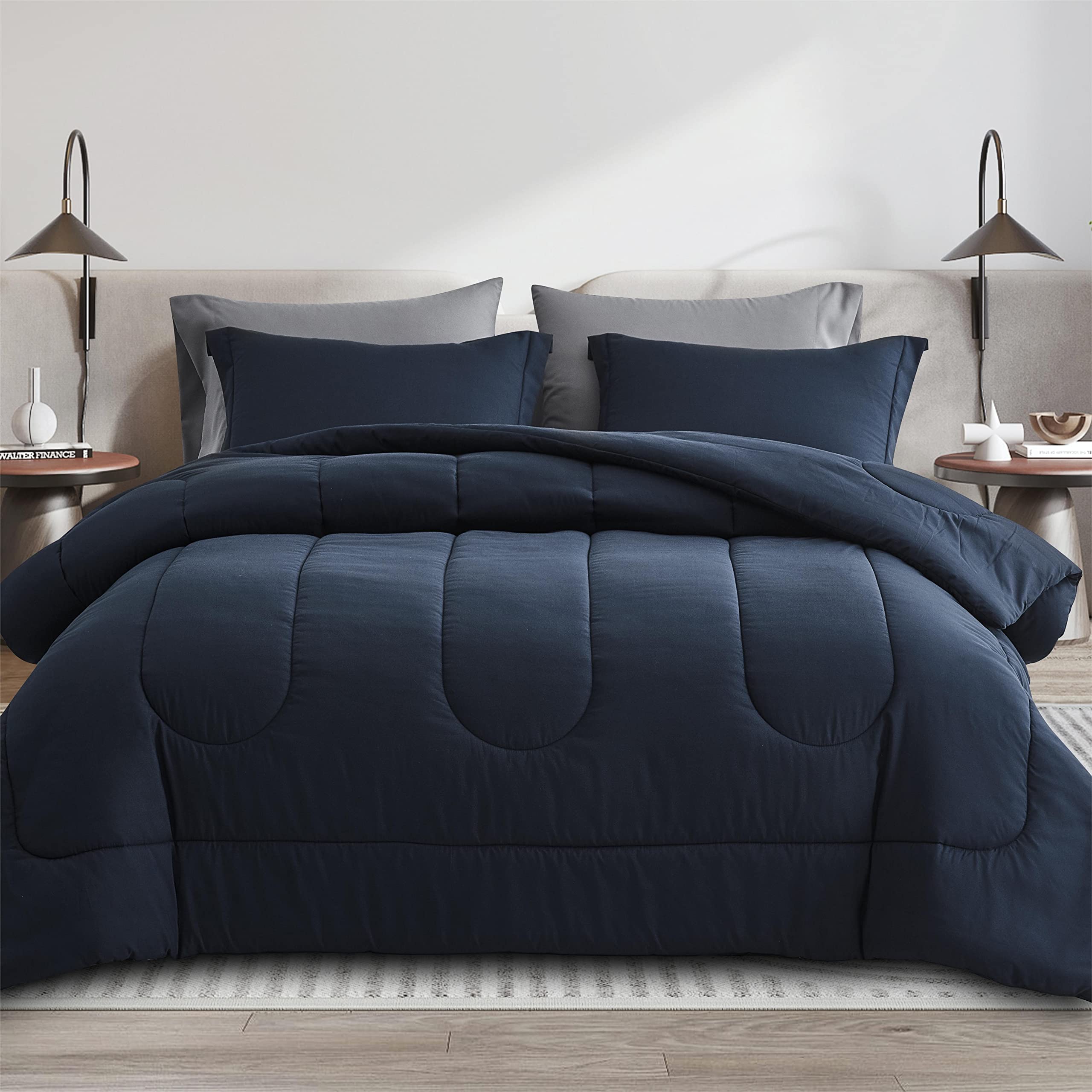 Maple&Stone Oversized Queen Comforter Sets 7 Pieces Bed In A Bag - Down Alternative Bed Set With Sheets, Pillowcases & Shams, So