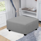 Easy-Going Stretch Square Ottoman Cover 40X40X15 Inch Folding Storage Stool Furniture Protector Soft Rectangle Slipcover With Elastic Bottom Light Grey