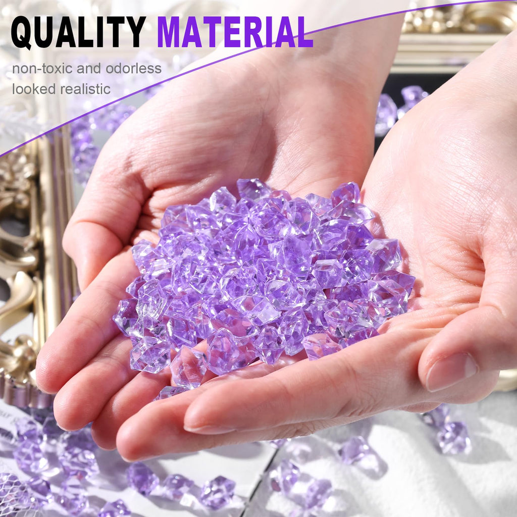 Domestar 550Pcs Purple Vase Fillers, Acrylic Fake Crushed Ice Rocks Fish Tank Vase Centerpiece Party Table Scatter Props Display