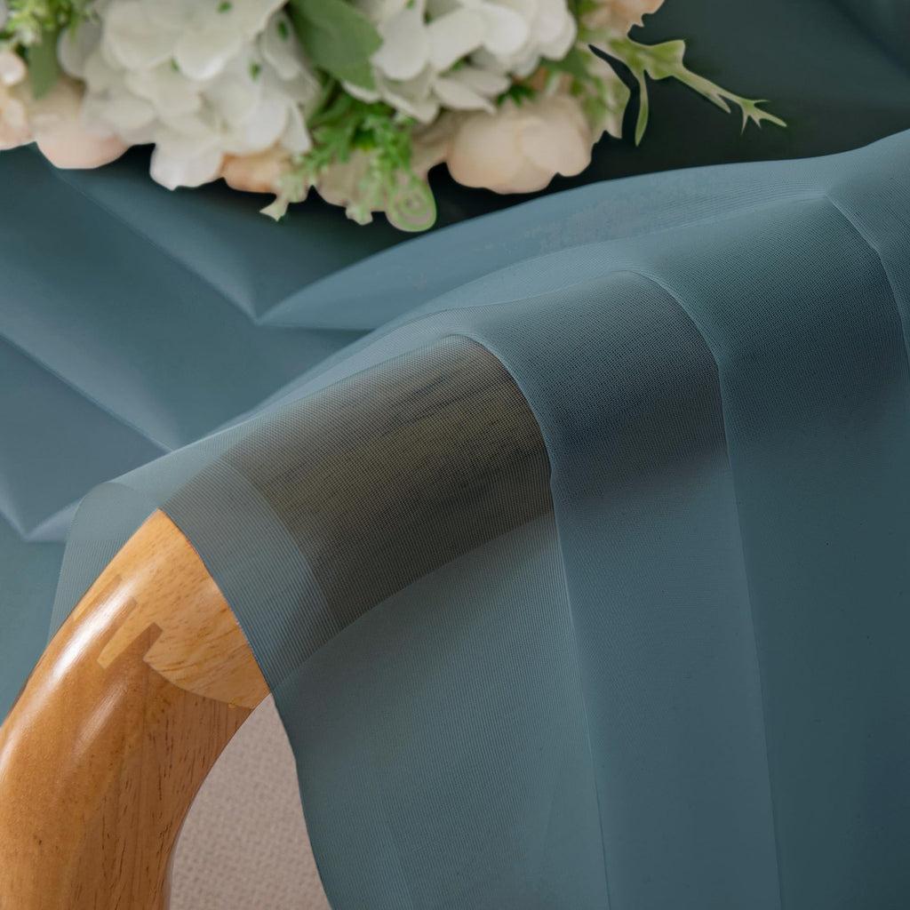Chyhomenyc Dusty Blue Sheer Curtains 36 Inch Length 2 Panels, Light Filtering Voile Short Window Curtians For Bathroom Small Win