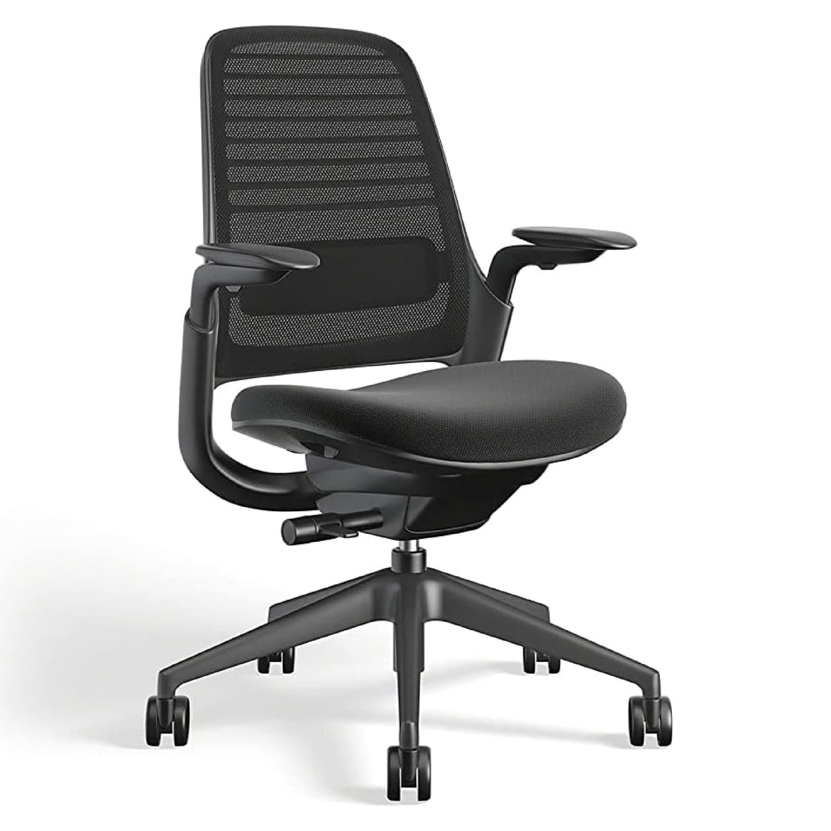 Steelcase Series 1 Office Chair - Ergonomic Work Chair With Wheels For Carpet - Helps Support Productivity - Weight-Activated Controls, Back Supports & Arm Support - Easy Assembly - Licorice