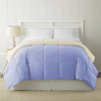 Modern Threads Down Alternative Microfiber Quilted Reversible Comforter & Duvet Insert - Soft, Comfortable Alternative To Goose Down - Bedding For All Seasons Blue/Cream Twin