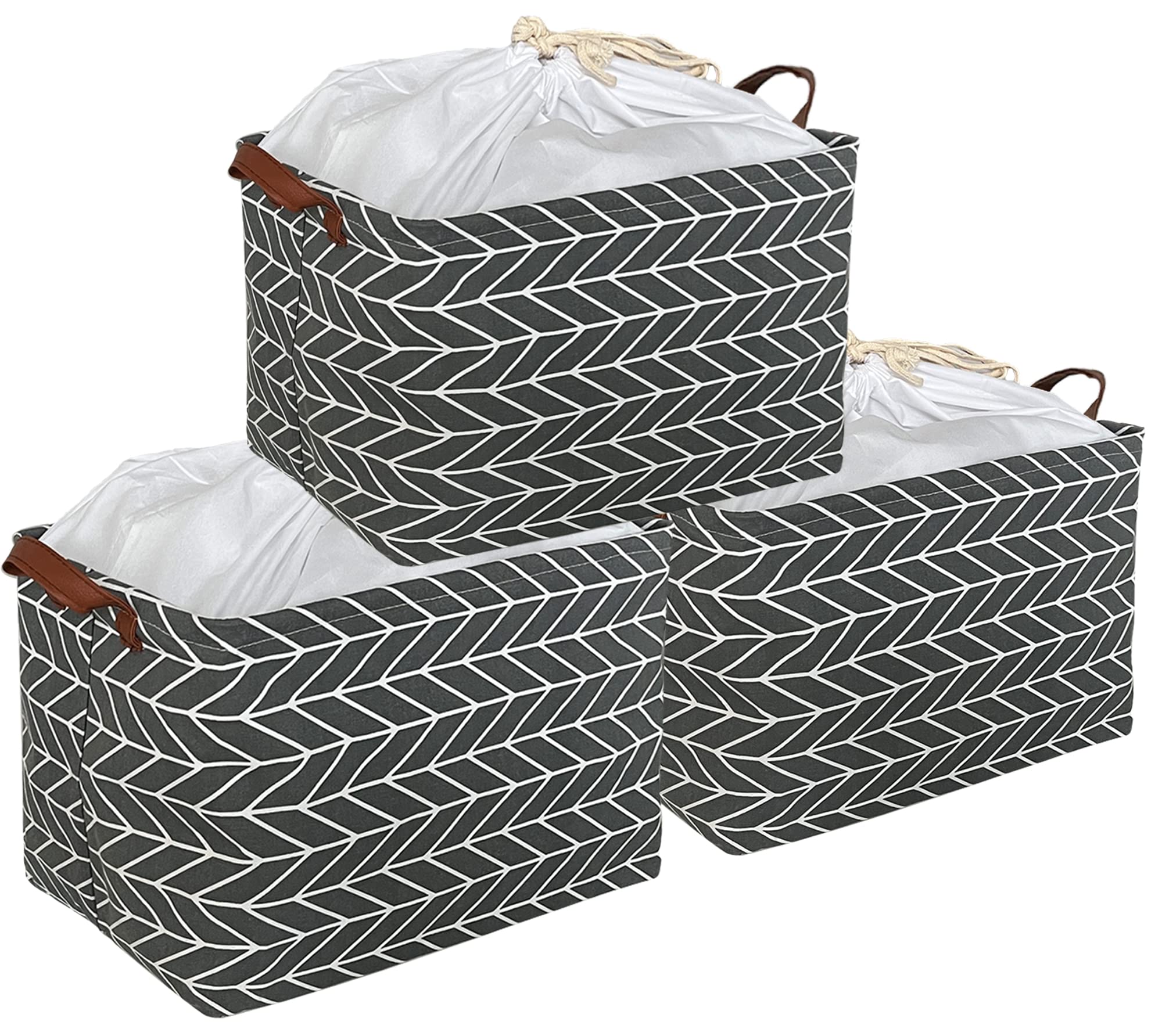 CLOCOR Rectangular Storage Basket Empty,Gift Basket,Waterproof Storage Bin with Handles,Room Decor(Baseball Stitching)