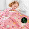 Wajade Glow In The Dark Rainbow Blanket For Girls, Soft Cozy Flannel Kids Throw Blanket For Boys And Girls, Cute Kids Blanket Fo