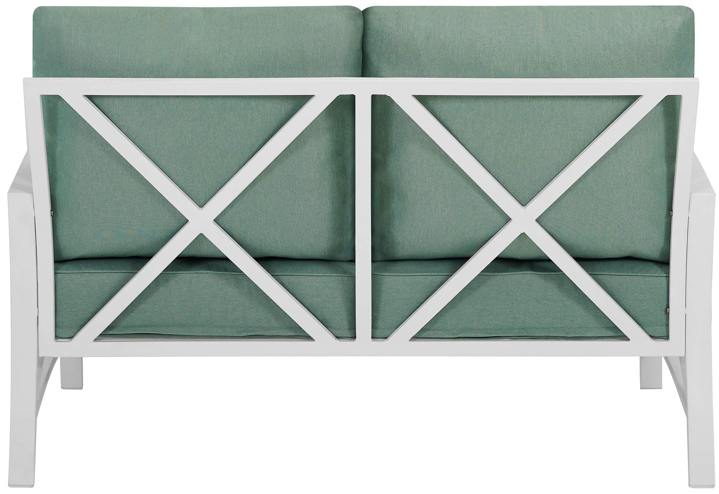 Crosley Furniture Kaplan Outdoor Loveseat, 2-Person Patio Couch for Porch, Deck, Backyard, Balcony, White with Mist Cushions