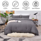 Avelom Seersucker King Comforter Set (104X90 Inches), 3 Pieces - 100% Soft Washed Microfiber Lightweight Comforter With 2 Pillowcases, All Season Down Alternative Comforter Set For Bedding, Gray