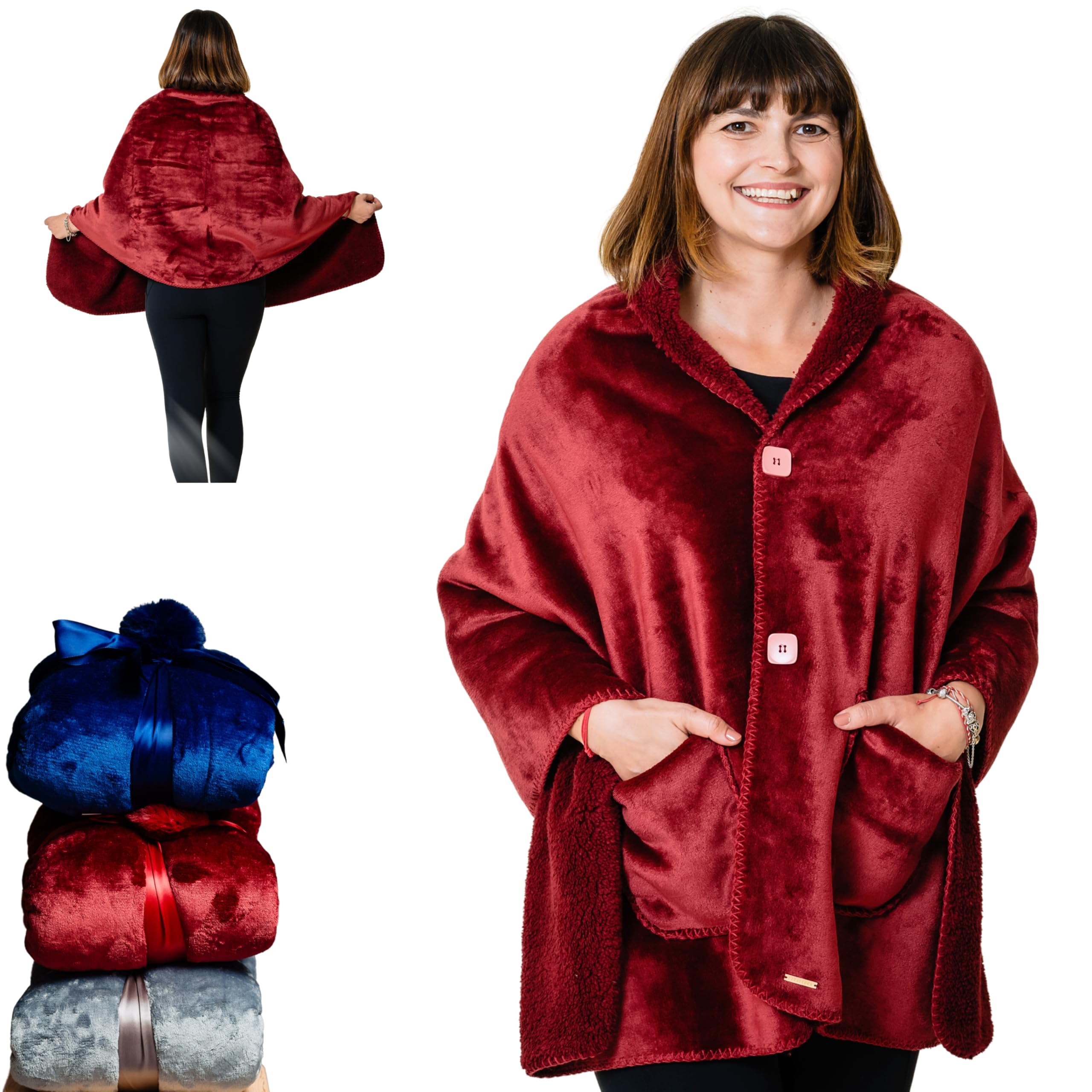 Ezrallora Premium Double Layer Wearable Blanket For Women -No Sleeves- Drape And Go- Valentine'S Day Gifts For Her - Gifts For W