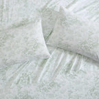 Laura Ashley - Twin Sheets, Cotton Percale Bedding Set, Lightweight & Breathable Home Decor (Toile Delight Green, Twin)