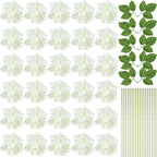 30 Sets Silk Hydrangea Flowers Artificial Hydrangea Flowers White Faux Hydrangea Flowers Hydrangea Flower Decorations with Stems