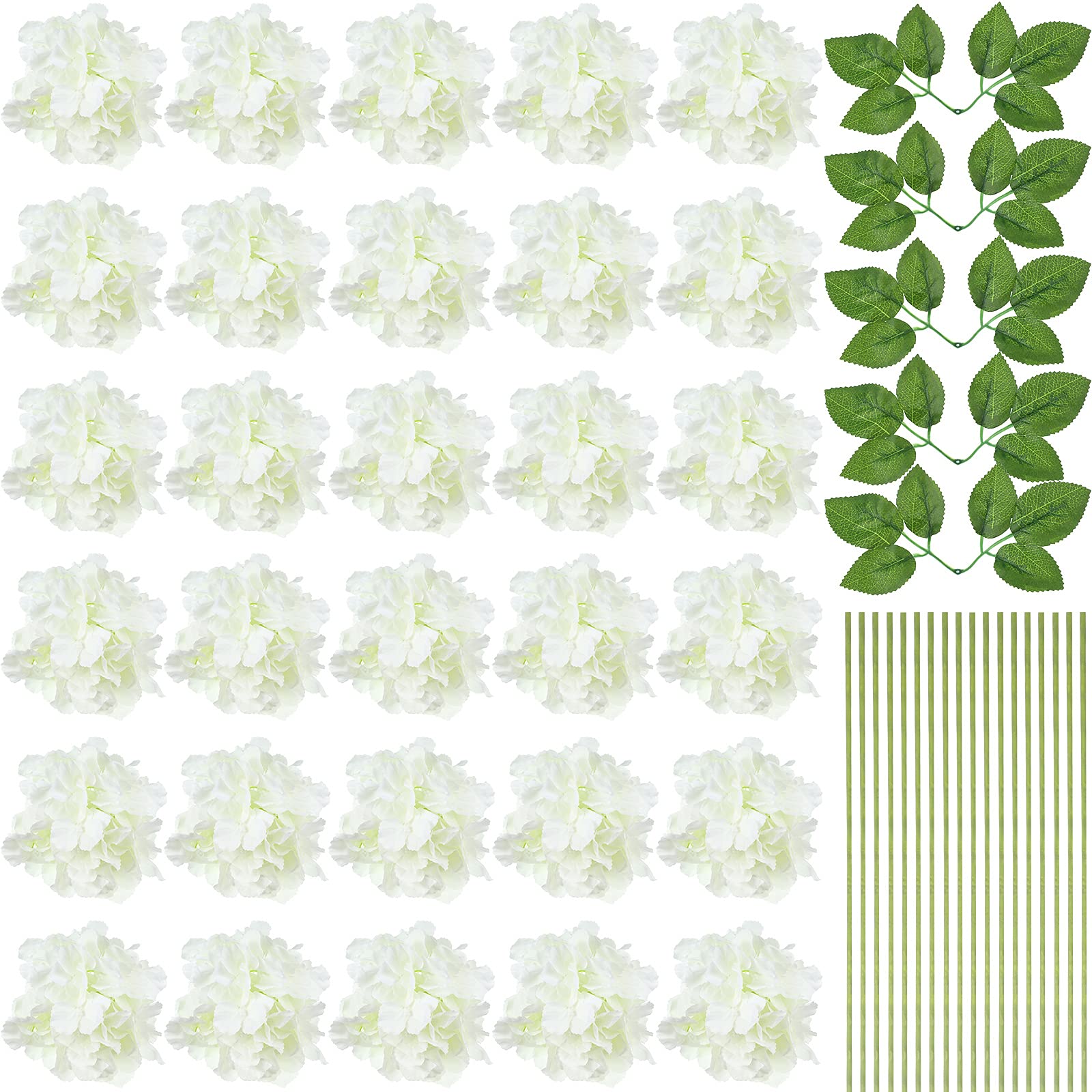 30 Sets Silk Hydrangea Flowers Artificial Hydrangea Flowers White Faux Hydrangea Flowers Hydrangea Flower Decorations with Stems