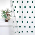 Mysky Home Hunter Green Pom Pom Christmas Curtains For Living Room 63 Inch Long White Sheer Curtains For Kids Bedroom Nursery Playroom 2 Pieces Rod Pocket Farmhouse Window Drapes 52 X 63 Inch