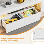 Yeshomy Modern Led Tv Stand For Televisions Up To 70 Inch With Glass Shelves And Drawer, Gaming Entertainment Center With Multiple Dynamic Rgb Modes, For Livingroom, Bedroom, 60 Inch, White