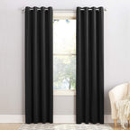 Sun Zero Barrow Energy Efficient Grommet Curtain Panel Pair Black 54' X 63'