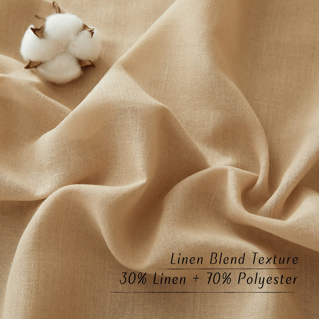 Nicetown Semi Sheer Linen Burlap Curtains For Farmhouse, Grommet Semi Sheer Balance Privacy Added With Light Filtering Vertical Drapes For Bedroom/Living Room, W55 X L90, 2 Panels