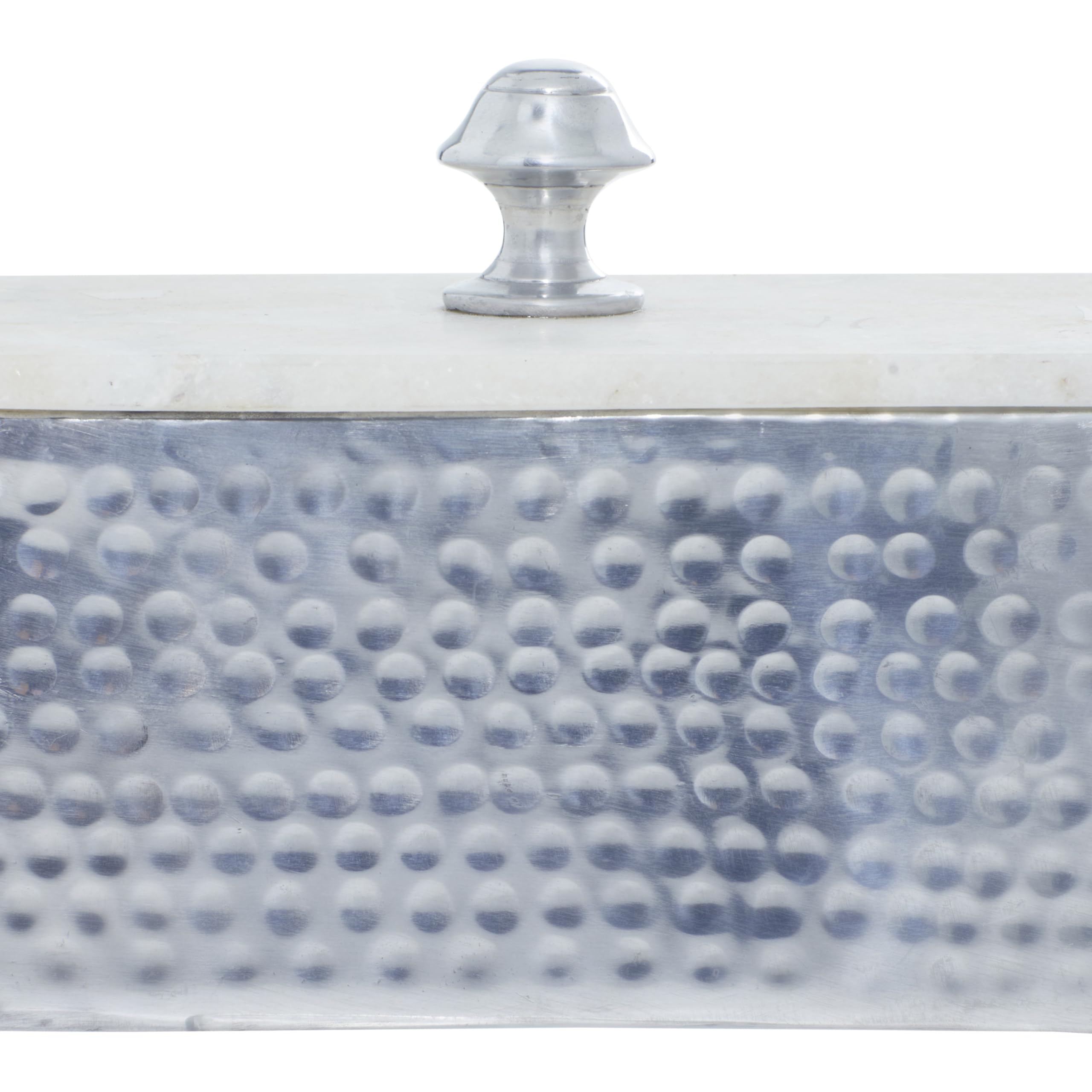 Deco 79 Marble Decorative Jewelry Box Jewelry Organizer With Marble Lid, Jewelry Holder 7'' X 5'' X 6'', Gray