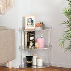 Sezanrpt 3 Tier Acrylic Corner Shelf Organizer Storage 9.5X9.5X15.7 Inch, Transparent Countertop Corner Shelf For Bathroom, Kitchen, Bedroom, Office, Study Room