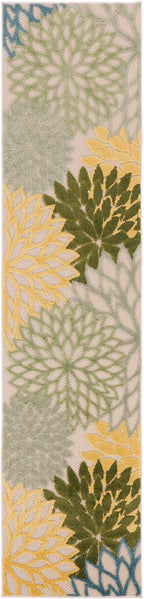 Nourison Aloha Indoor/Outdoor Green Multicolor 2' X 6' Area Rug, Easy Cleaning, Non-Shedding, Bed Room, Living Room, Dining Room, Backyard, Patio, Deck (2X6)