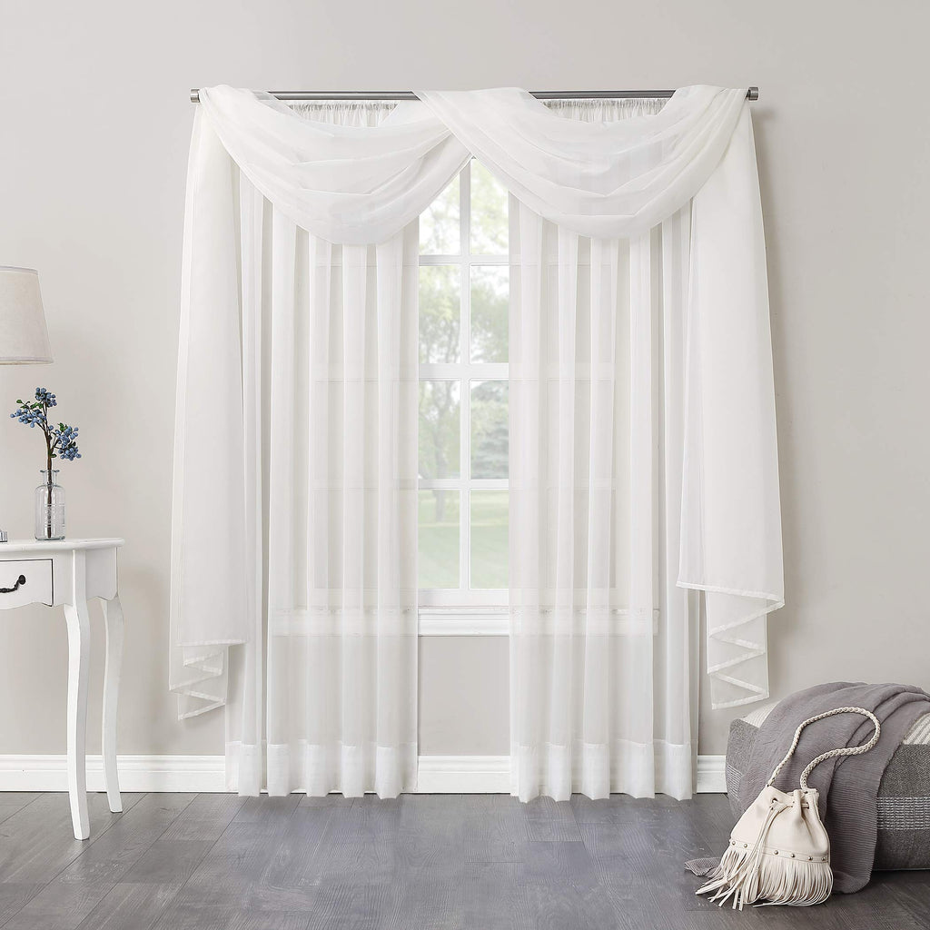 No. 918 53566 Emily Sheer Voile Rod Pocket Curtain Panel, 59'' X 95'', Eggshell