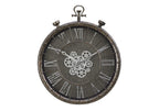 Monarch Specialties I 9075 Clocks, 24' Round, Gear Mechanism, Wall Clock, Grey, Transitional
