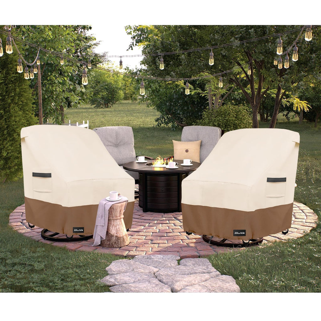 Anartcle Outdoor Swivel Lounge Chair Cover 2 Pack,600D Waterproof Heavy Duty Outdoor Chair Covers(35 W X 37 D X 38.5 H Inches),P