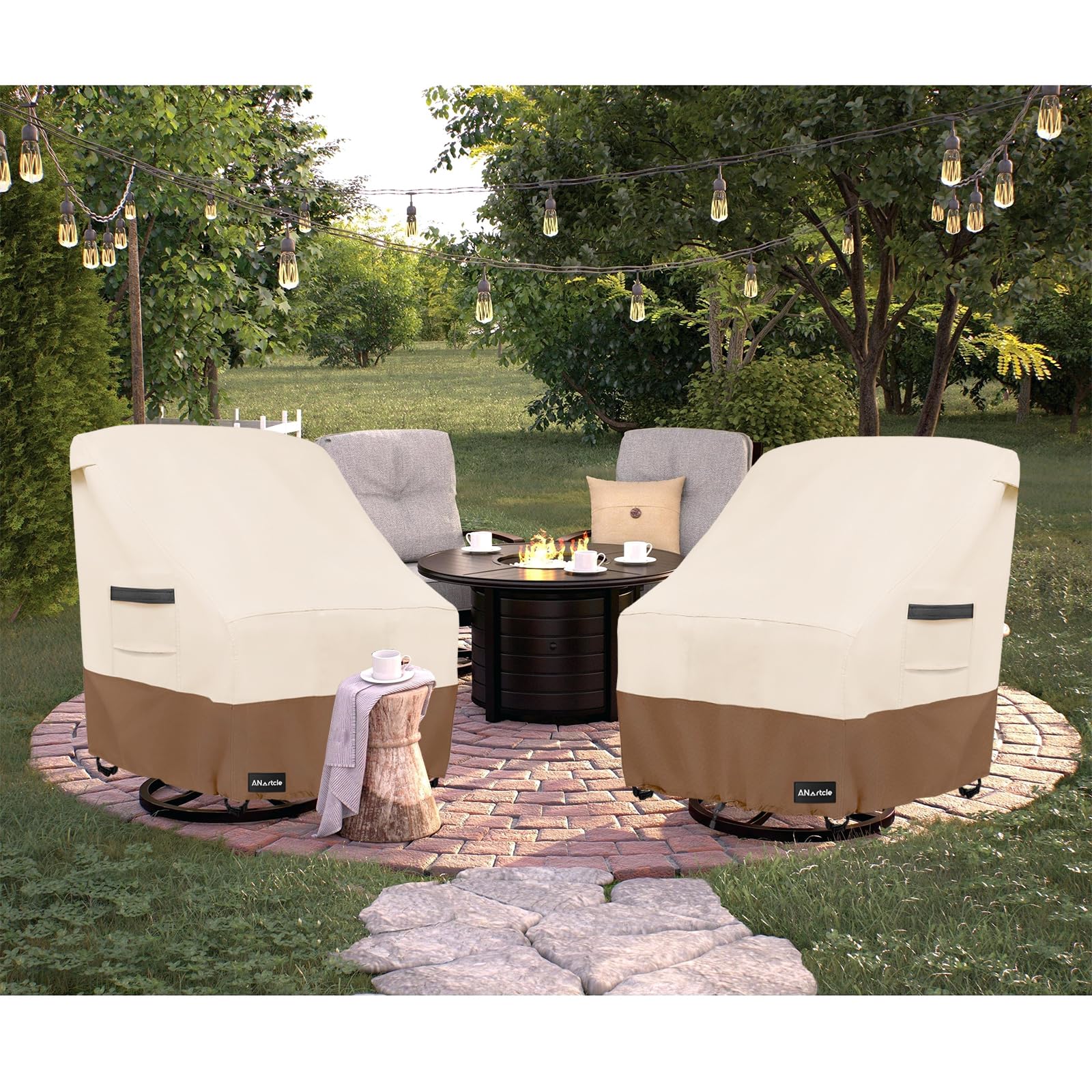 Anartcle Outdoor Swivel Lounge Chair Cover 2 Pack,600D Waterproof Heavy Duty Outdoor Chair Covers(35 W X 37 D X 38.5 H Inches),P