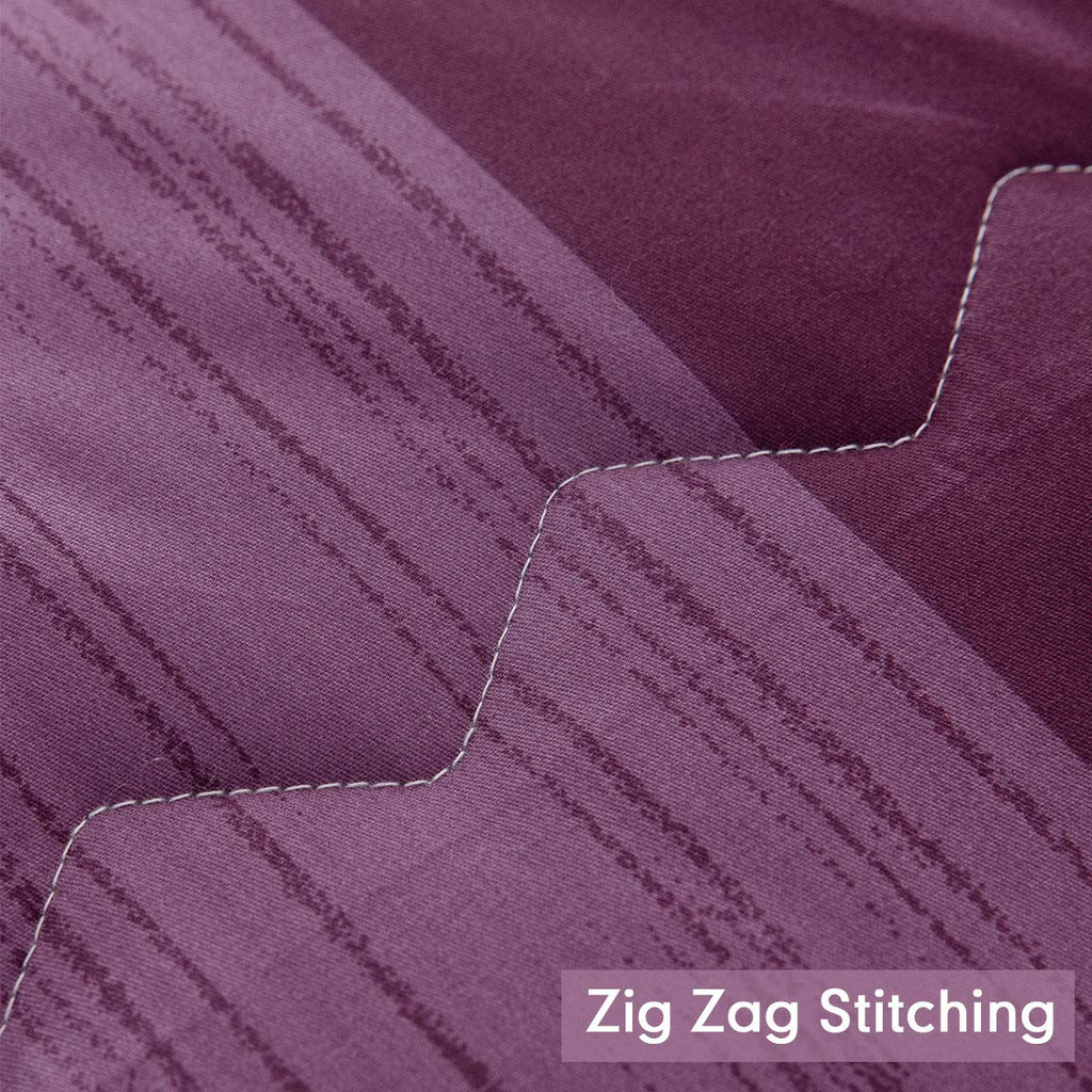 Sleepbella Comforter Twin Size, 600 Thread Count Cotton Grey Paisley & Purple Comforter Sets, Down Alternative Bedding Set 2Pcs(