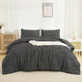 Andency Dark Grey Comforter Set Queen, Gray Lightweight Fluffy Bedding Comforter Sets For Queen Bed, 3 Pieces Tufted Farmhouse S