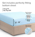 Full Size Fitted Bed Sheet - Hotel Luxury Single Fitted Sheet Only - Fits Mattress Up To 16' - Extra Soft, Wrinkle Free, Breathable Sheet For Women, Men, Kids & Teens - Light Blue Single Fitted Sheet