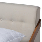Baxton Studio Sante Platform Bed, King, Beige and Walnut (156-9292-HiT)