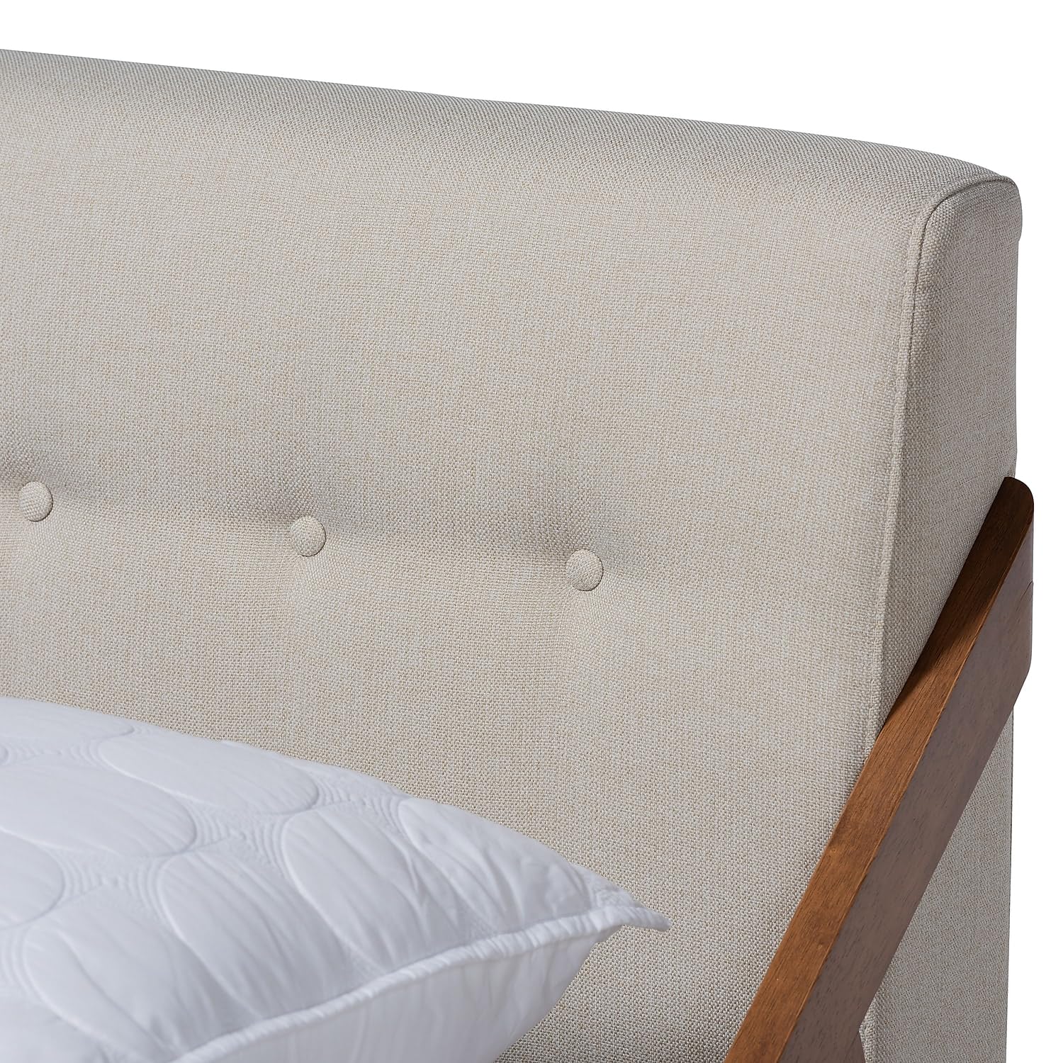 Baxton Studio Sante Platform Bed, King, Beige and Walnut (156-9292-HiT)