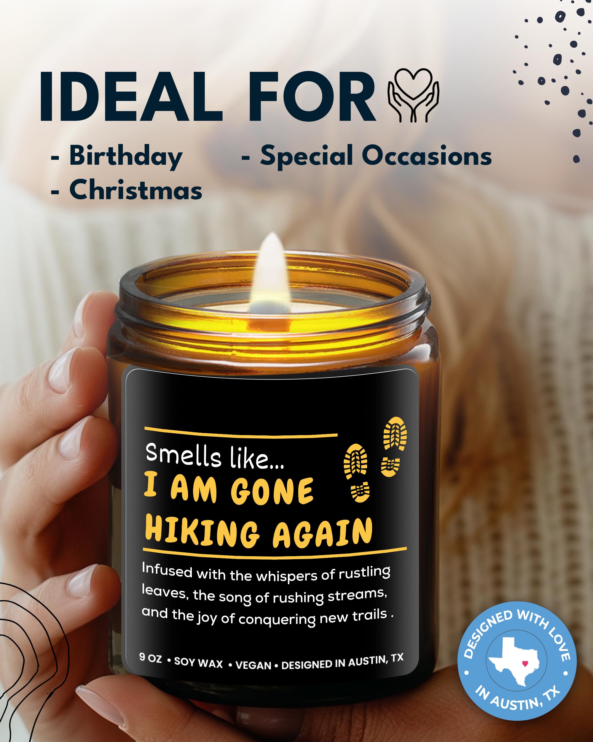 Hiking Candle, Best Hiking Gifts For Men & Women, Unique Hiker Gifts For Him & Her, Cool Gifts For Hikers, Hiking Themed Gifts F