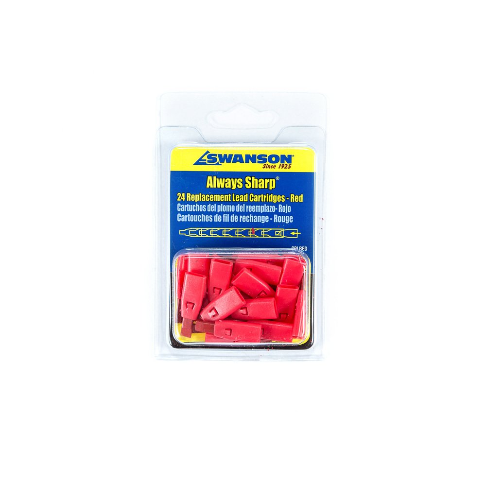 Swanson Tool Co Cplred Red Replacement Graphite Cartridges For The Swanson Alwayssharp Carpenter Pencil - 24 Count