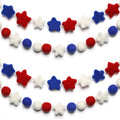 Tatuo 2 Pieces 4th of July Garland Decorations Red White Blue Felt Ball Hanging Garland Patriotic Pom Pom Ball Banner for Indepe