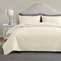 Maple&Stone Quilt Set King Size, Lightweight Off-White Bedspread Ultrasonic Chevron Pattern Light Coverlet For All Season Comfor