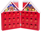 BRUBAKER Reusable Wooden Advent Calendar to Fill - Red Christmas House with Nativity Play and LED Lighting - DIY Christmas Calen