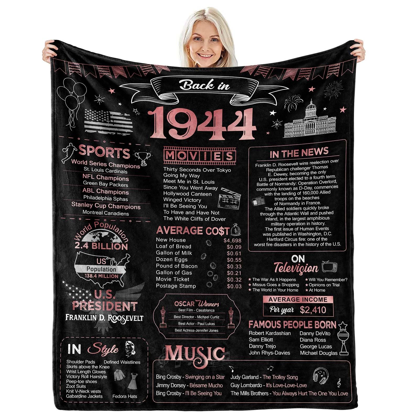 Aisdfhsa 80Th Birthday Gifts For Women - Back In 1944 - Best 80Th Birthday Gifts 80 Year Old Birthday Gifts For Women 80 Birthda