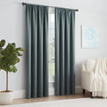 Eclipse Solid Thermapanel Modern Room Darkening Rod Pocket Window Curtain For Bedroom (1 Panel), 54 In X 84 In, River Blue