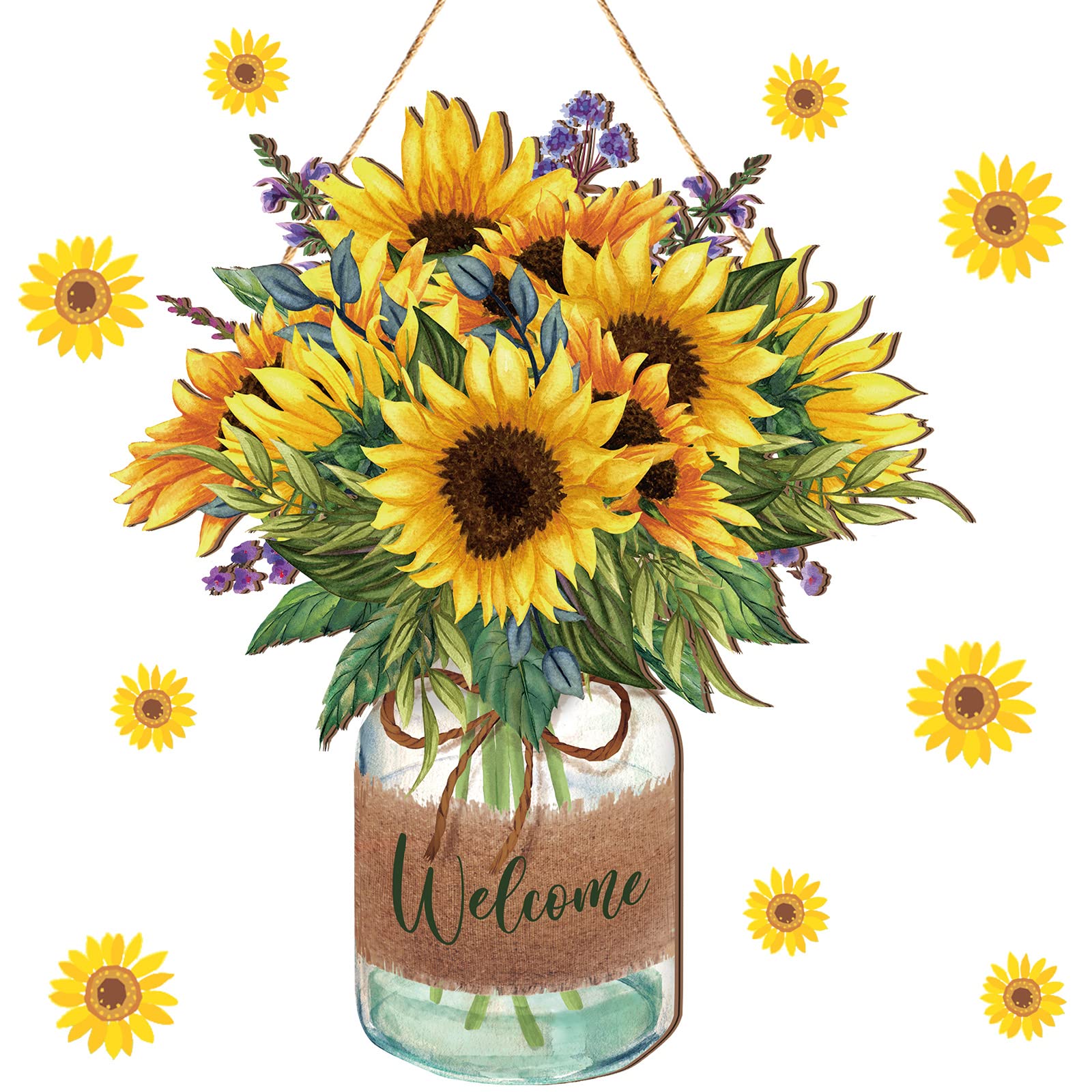 Welcome Sign Summer Door Sign Sunflower Wooden Farmhouse Home Sign Welcome Sign for Summer Front Door Porch Farmhouse Outdoor Ho