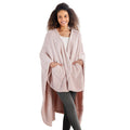 Berkshire Blanket Primalush Wearable Blanket, Cozy Loungewear Pocketed Plush Cape Wrap for Adults &Teens(Pink, One Size 58X64)
